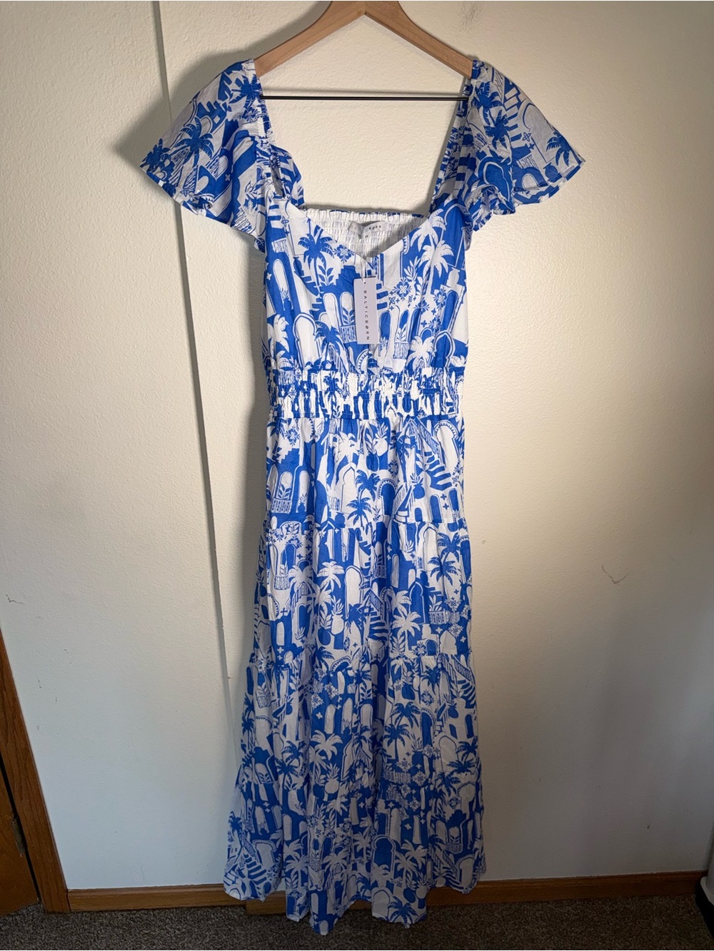 NWT BALTIC BORN Catira smocked lightweight cut out vacation maxi dress 1X - Picture 7 of 9